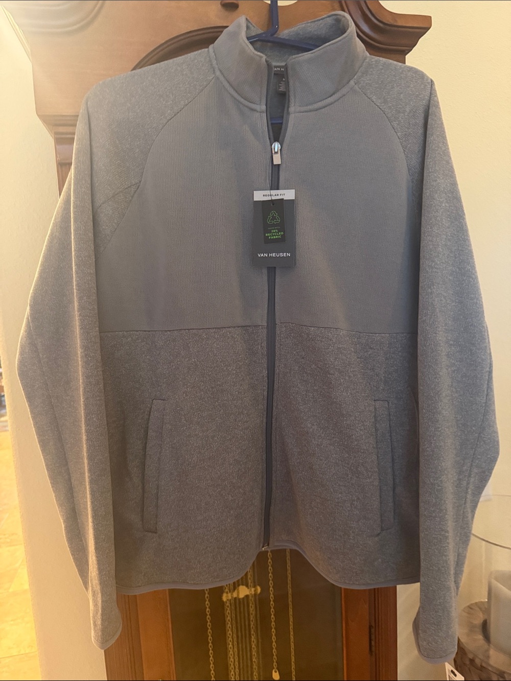 NWT Van Heusen Full Zip Fleece Jacket Mock Neck M Gray
